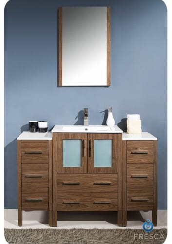 Fresca FVN62-122412WB-UNS Walnut Torino Torino 48 Wood Vanity with Main Cabinet, Side Cab FVN62-122412-UNS