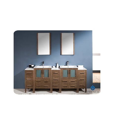 Fresca FVN62-72WB-UNS Walnut Torino Torino 84 Wood Double Vanity with 2 Main Cabinets FVN62-72-UNS