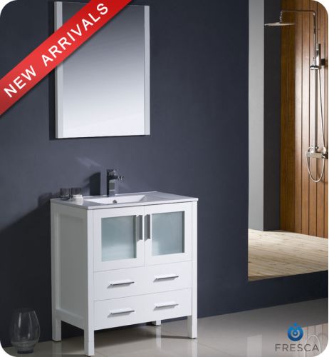 Fresca Torino 30-inch White Modern Bathroom Vanity with Undermount Sink