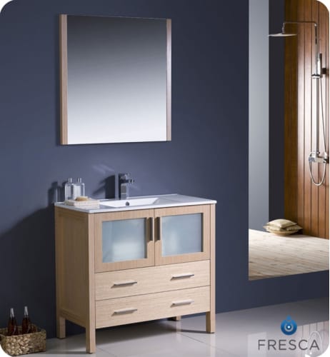 Fresca Torino 36-inch Light Oak Modern Bathroom Vanity with Vessel Sink