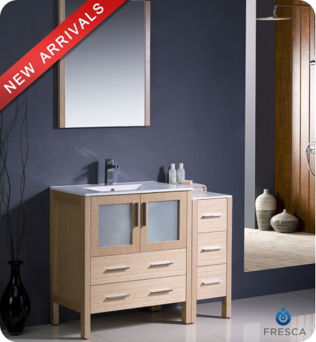 Fresca Torino 42-inch Light Oak Modern Bathroom Vanity with Side Cabinet and Undermount Sink