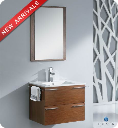 Fresca Cielo 24-inch Wenge Brown Modern Bathroom Vanity with Mirror