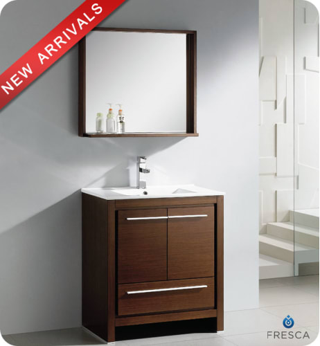 Fresca Allier 30-inch Wenge Brown Modern Bathroom Vanity with Mirror