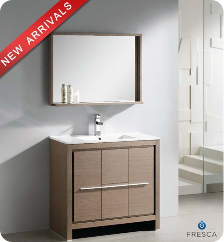 Fresca Allier 36-inch Grey Oak Modern Bathroom Vanity with Mirror