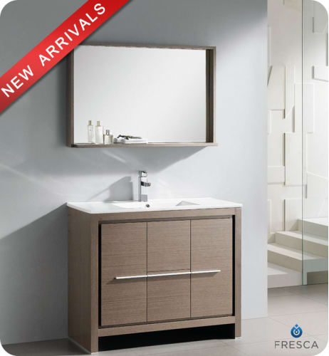 Fresca Allier 40-inch Grey Oak Modern Bathroom Vanity with Mirror