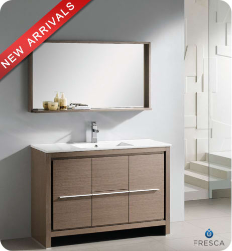 Fresca Allier 48-inch Grey Oak Modern Bathroom Vanity with Mirror