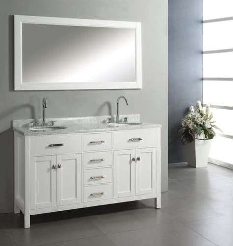Virtu USA MD-2060-ES Espresso Caroline 60 Caroline Double Sink Bathroom Vanity Set - Includes Cabinet, Mirror and Countertop MD-2060