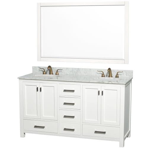 Double Vanity with Carrera Marble Top - 1 56 Mirror - Sinks