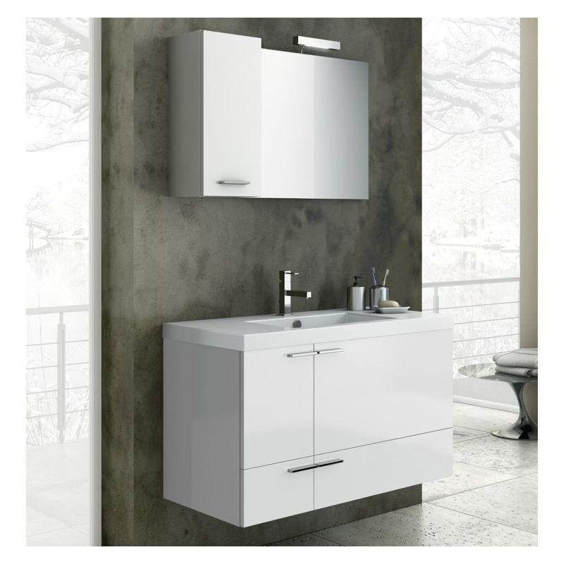 ACF by Nameeks ANS06 New Space 39-1\/5 Wall Mounted Vanity Set with Wood Cabinet Glossy White Fixture Single