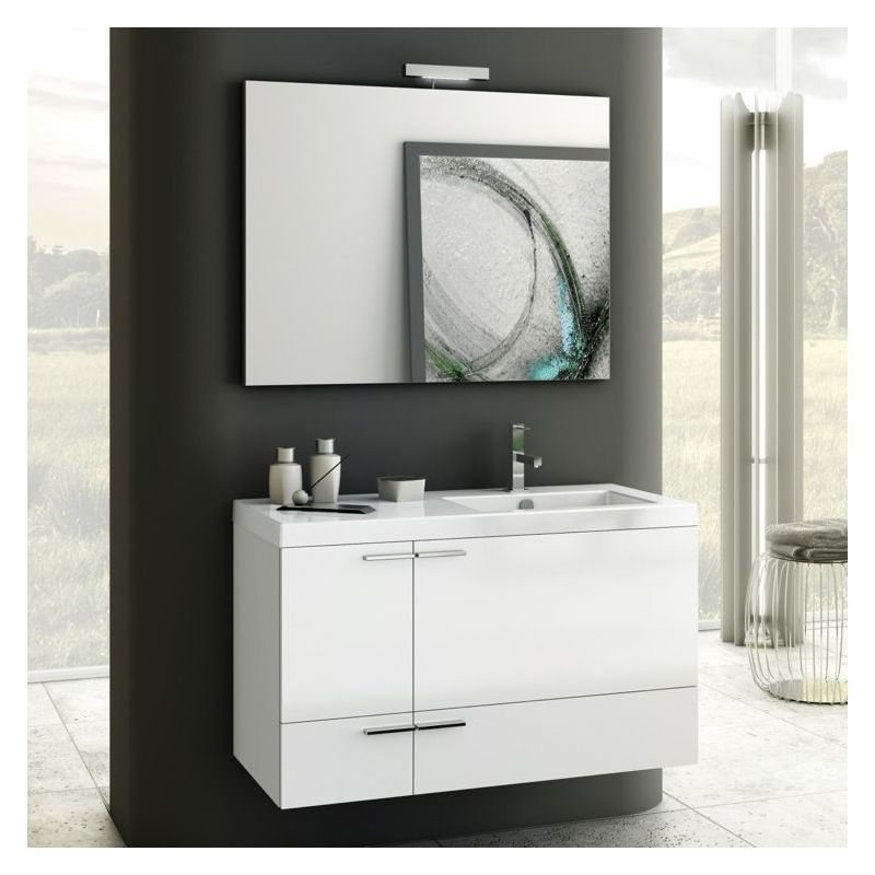 ACF by Nameeks ANS22 New Space 39-1\/5 Wall Mounted Vanity Set with Wood Cabinet Glossy White Fixture Single