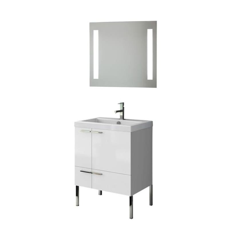 ACF by Nameeks ANS220 New Space 23-6\/15 Floor Standing Vanity Set with Wood Cab Glossy White Fixture Single