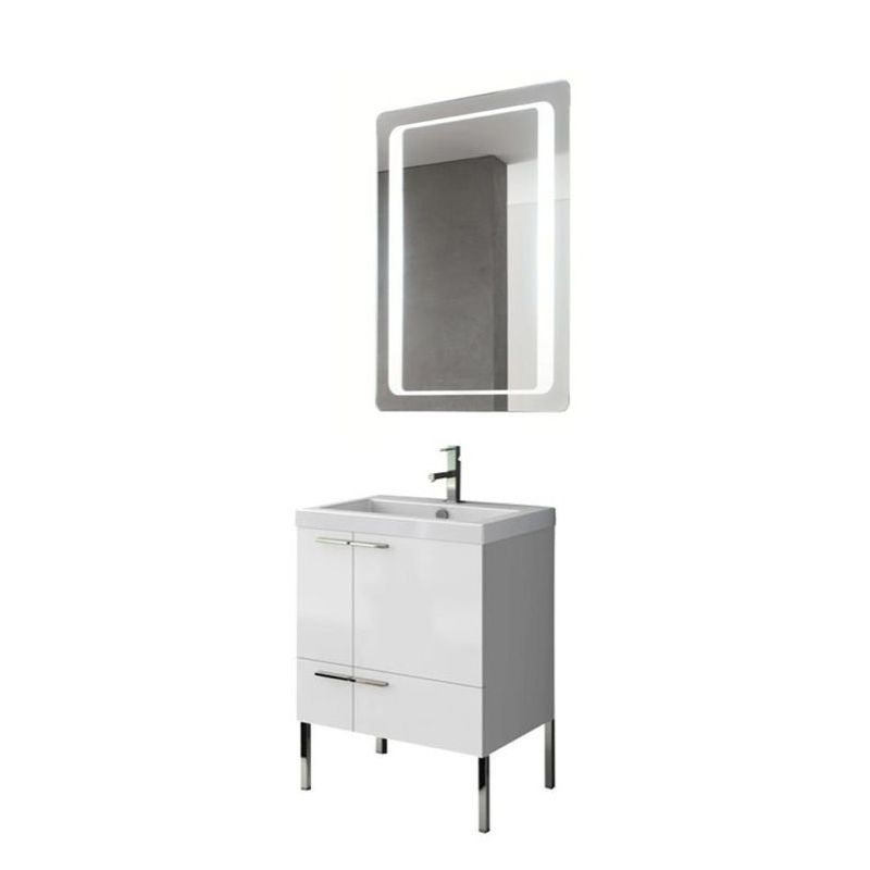 ACF by Nameeks ANS221 New Space 23-6\/15 Floor Standing Vanity Set with Wood Cab Glossy White Fixture Single