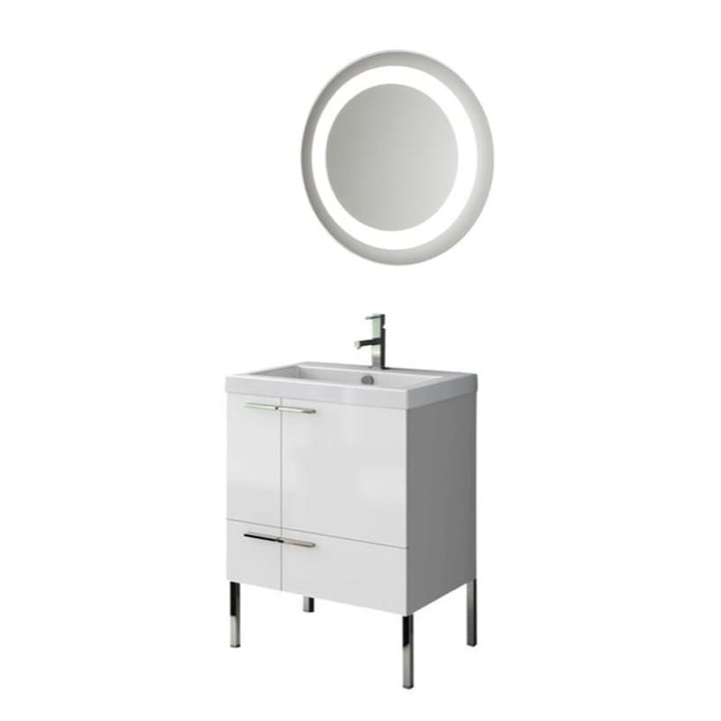 ACF by Nameeks ANS223 New Space 23-6\/15 Floor Standing Vanity Set with Wood Cab Glossy White Fixture Single
