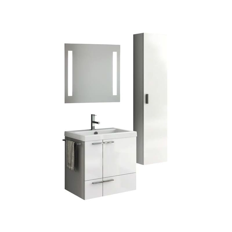 ACF by Nameeks ANS235 New Space 23-6\/15 Wall Mounted Vanity Set with Wood Cabin Glossy White Fixture Double