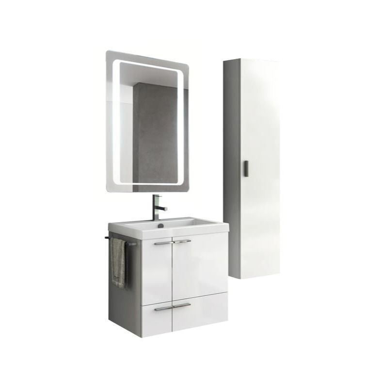 ACF by Nameeks ANS236 New Space 23-6\/15 Wall Mounted Vanity Set with Wood Cabin Glossy White Fixture Double