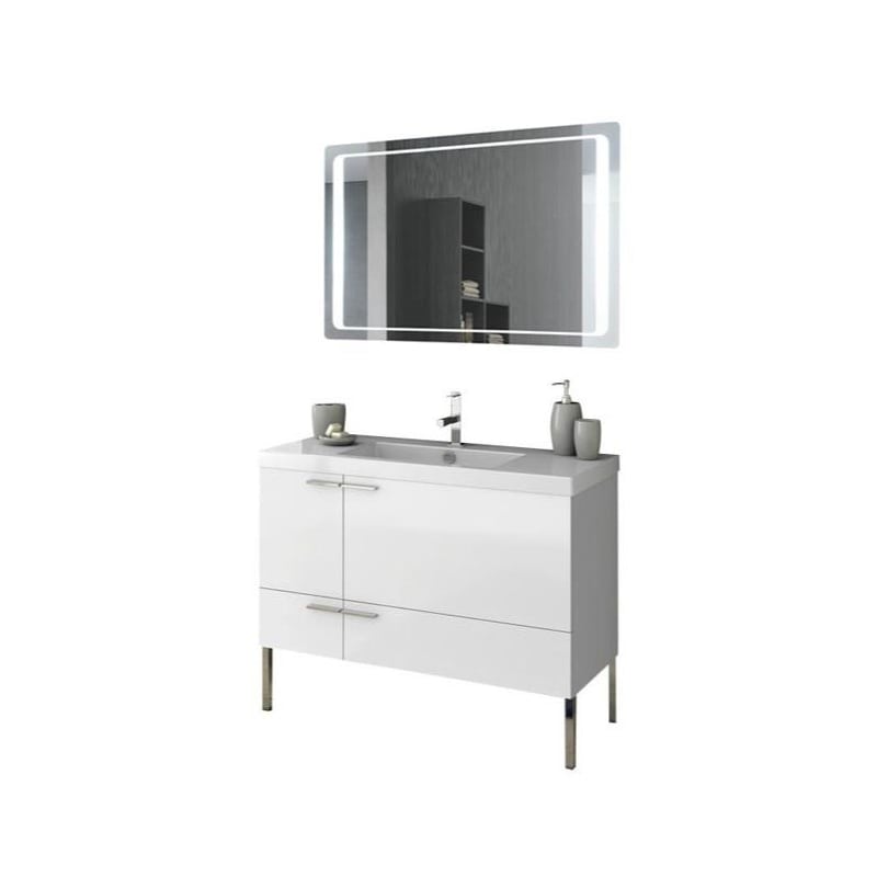 ACF by Nameeks ANS248 New Space 39-1\/5 Floor Standing Vanity Set with Wood Cabi Glossy White Fixture Double