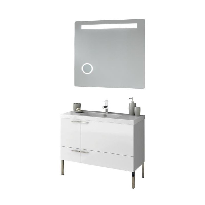 ACF by Nameeks ANS249 New Space 39-1\/5 Floor Standing Vanity Set with Wood Cabi Glossy White Fixture Double