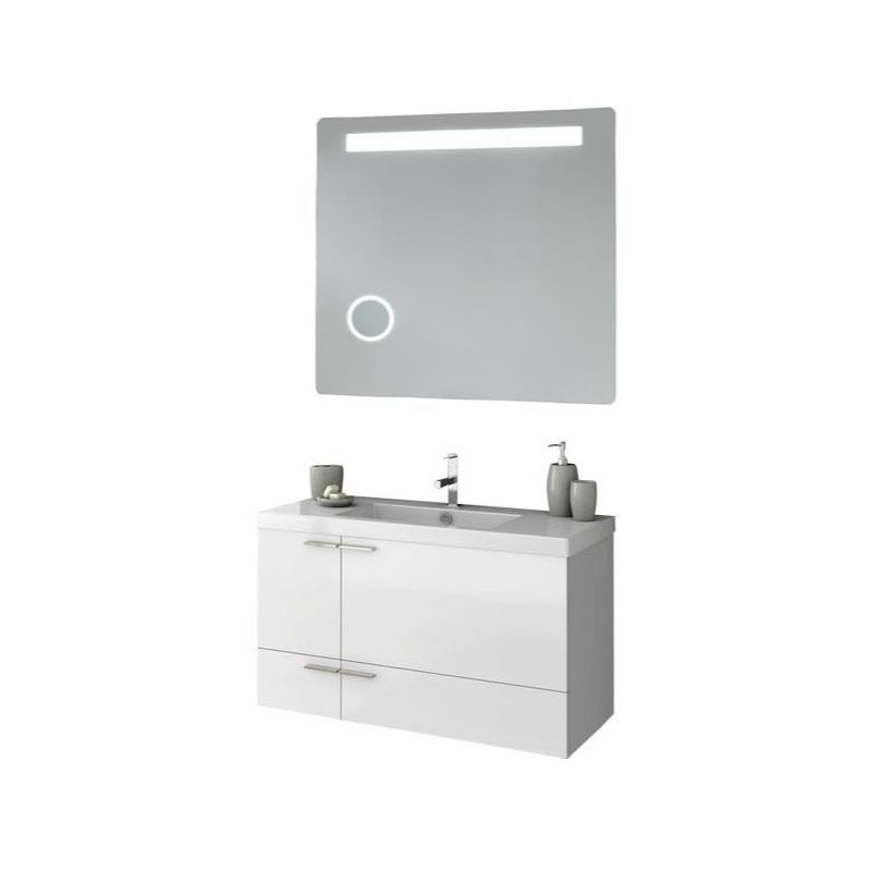 ACF by Nameeks ANS251 New Space 39-1\/5 Wall Mounted Vanity Set with Wood Cabine Glossy White Fixture Single