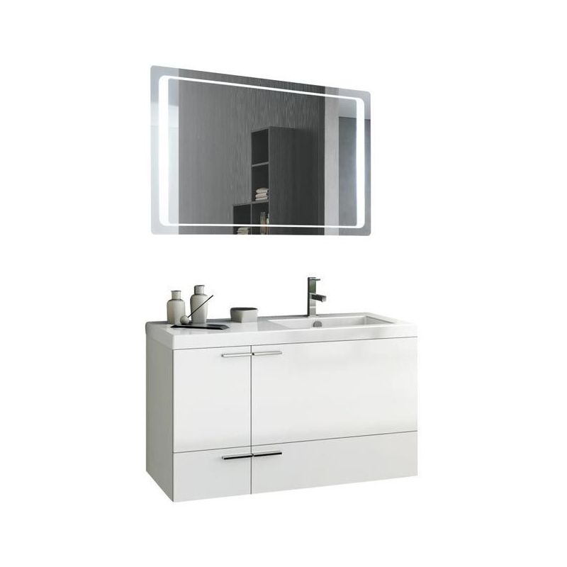 ACF by Nameeks ANS254 New Space 39-1\/5 Wall Mounted Vanity Set with Wood Cabine Glossy White Fixture Double