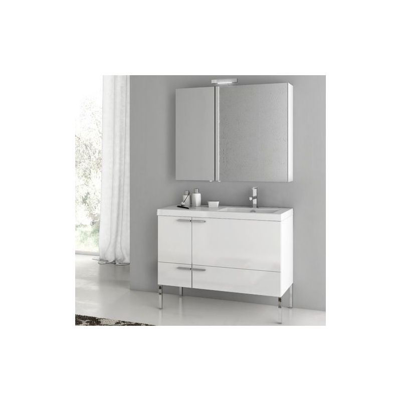 ACF by Nameeks ANS26 New Space 39-1\/5 Floor Standing Vanity Set with Wood Cabin Glossy White Fixture Double