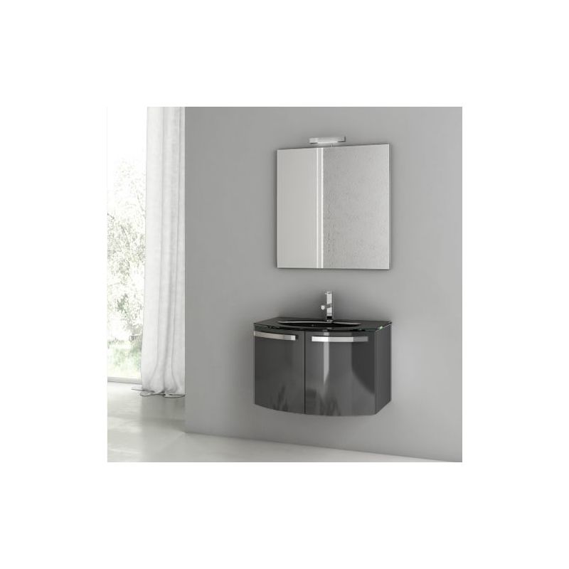 ACF by Nameeks CD07 Crystal Dance 27-3\/5 Wall Mounted Vanity Set with Wood Cabi Glossy Anthracite Fixture Single