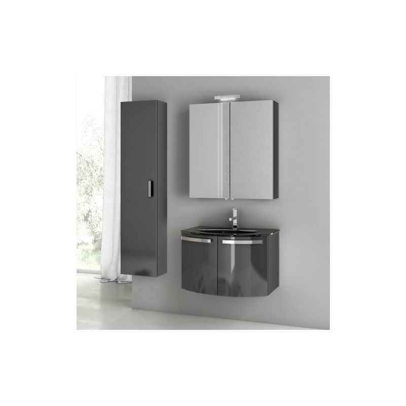ACF by Nameeks CD10 Crystal Dance 27-3\/5 Wall Mounted Vanity Set with Wood Cabi Glossy Anthracite Fixture Single