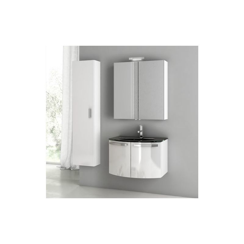ACF by Nameeks CD12 Crystal Dance 27-3\/5 Wall Mounted Vanity Set with Wood Cabi Glossy White Fixture Single