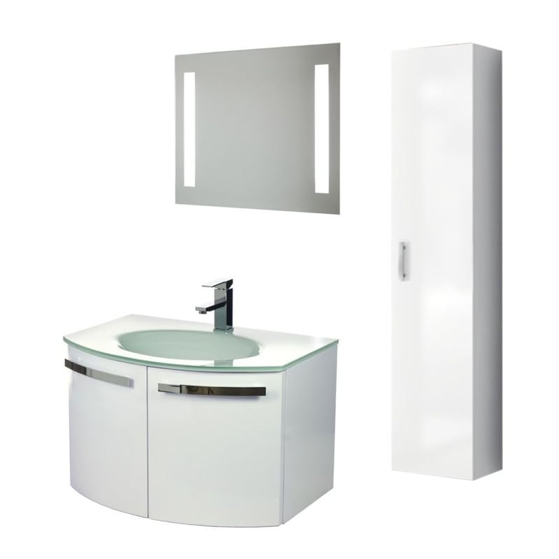 ACF by Nameeks CD17 Crystal Dance 27-3\/5 Wall Mounted Vanity Set with Wood Cabi Glossy White Fixture Single