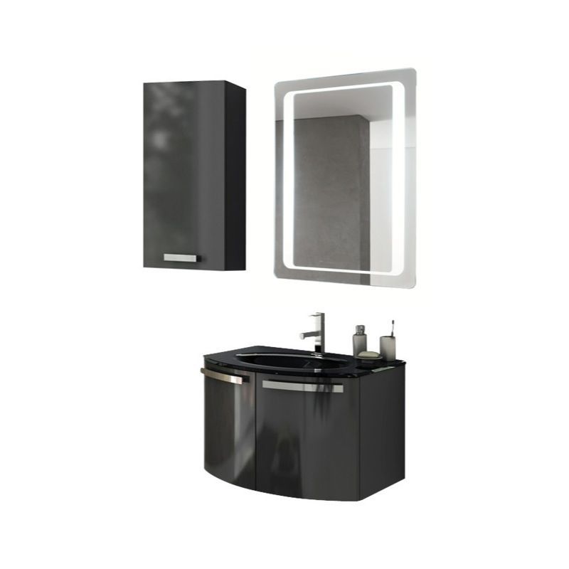 ACF by Nameeks CD22 Crystal Dance 27-3\/5 Wall Mounted Vanity Set with Wood Cabi Glossy Anthracite Fixture Single
