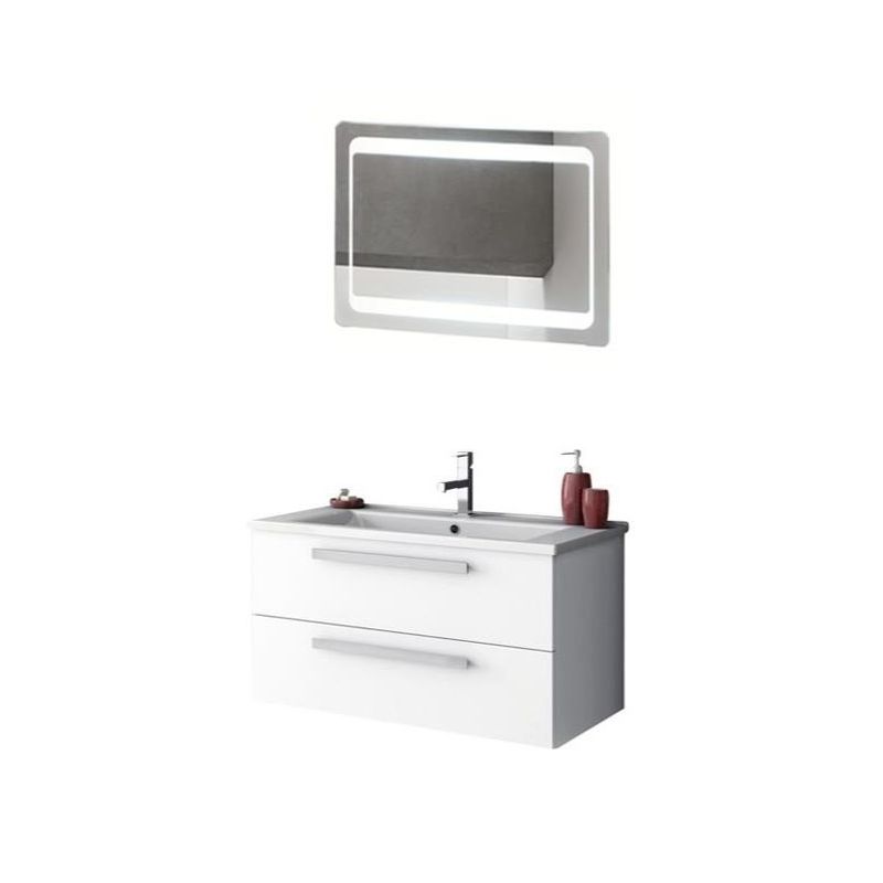 ACF by Nameeks DA19 Dadila 32-7\/10 Wall Mounted Vanity Set with Wood Cabinet, C Glossy White Fixture Single