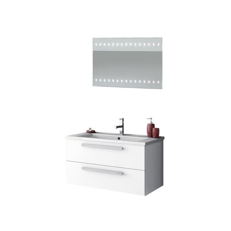 ACF by Nameeks DA21 Dadila 32-7\/10 Wall Mounted Vanity Set with Wood Cabinet, C Glossy White Fixture Single