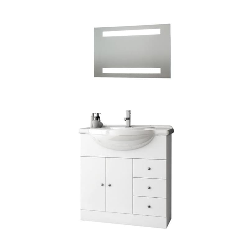 ACF by Nameeks LON09 London 31-1\/2 Wall Mounted Vanity Set with Wood Cabinet, C Glossy White Fixture Single