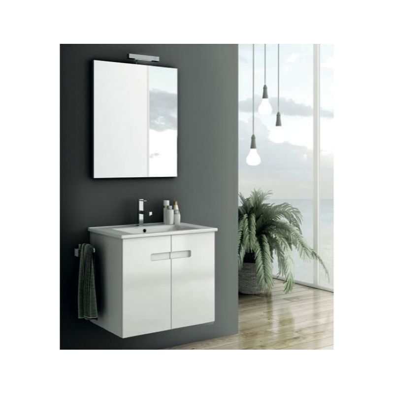 ACF by Nameeks NY01 New York 24-6\/15 Wall Mounted Vanity Set with Wood Cabinet, PVC Glossy White Fixture Single