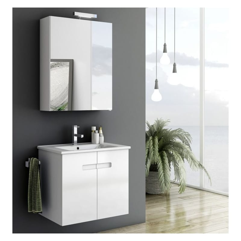 ACF by Nameeks NY05 New York 24-6\/15 Wall Mounted Vanity Set with Wood Cabinet, PVC Glossy White Fixture Single