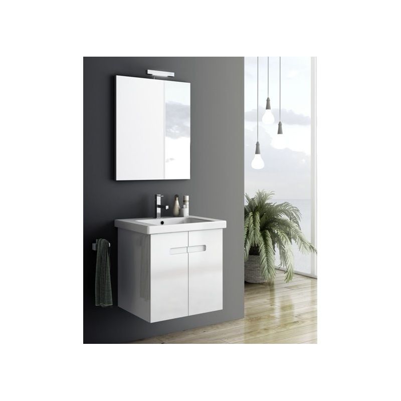 ACF by Nameeks NY1 New York 2 21-6\/15 Wall Mounted Vanity Set with Wood Cabinet PVC Glossy White Fixture Single