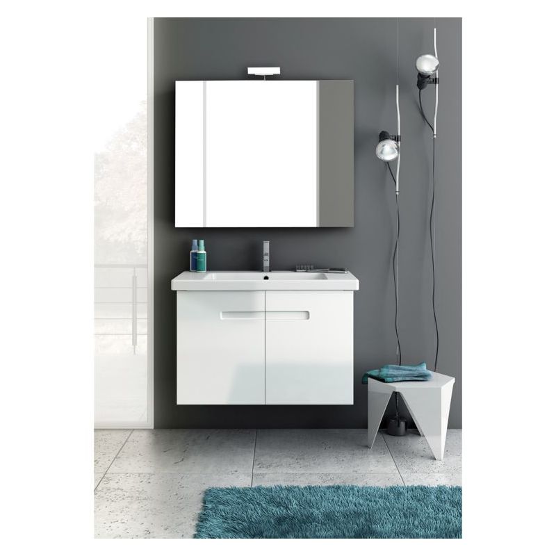 ACF by Nameeks NY4 New York 2 33-1\/2 Floor Standing Vanity Set with Wood Cabine PVC Glossy White Fixture Single