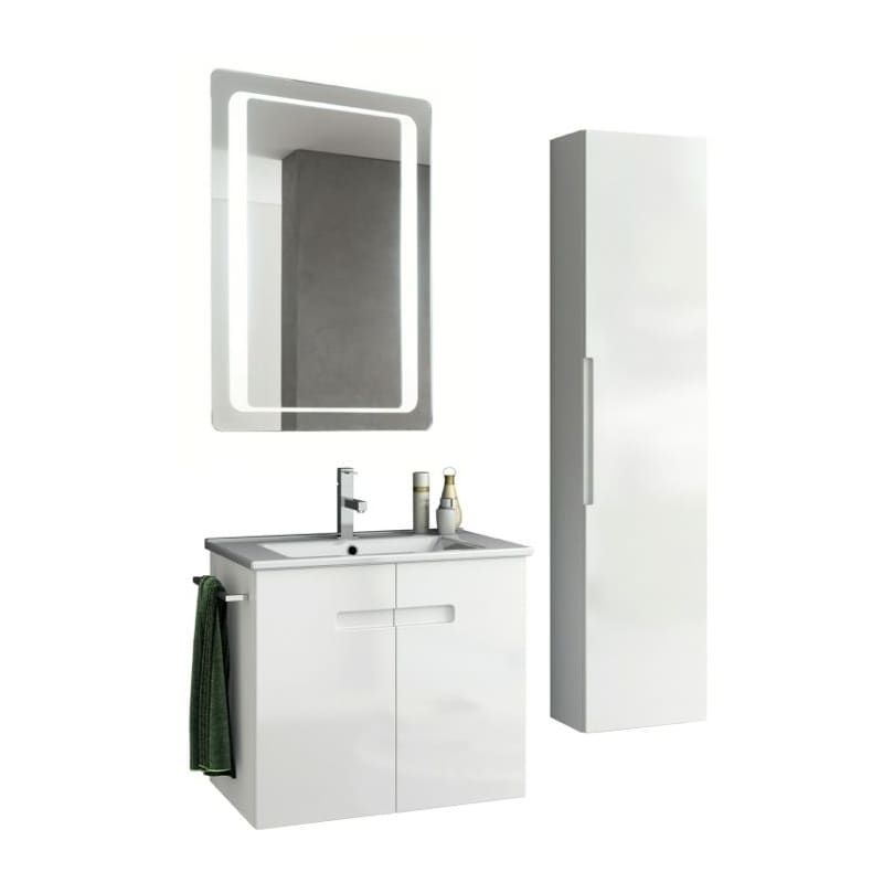 ACF by Nameeks NY44 New York 24-6\/15 Wall Mounted Vanity Set with Wood Cabinet, PVC Glossy White Fixture Single