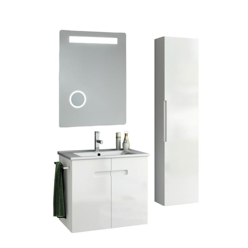 ACF by Nameeks NY45 New York 24-6\/15 Wall Mounted Vanity Set with Wood Cabinet, PVC Glossy White Fixture Single