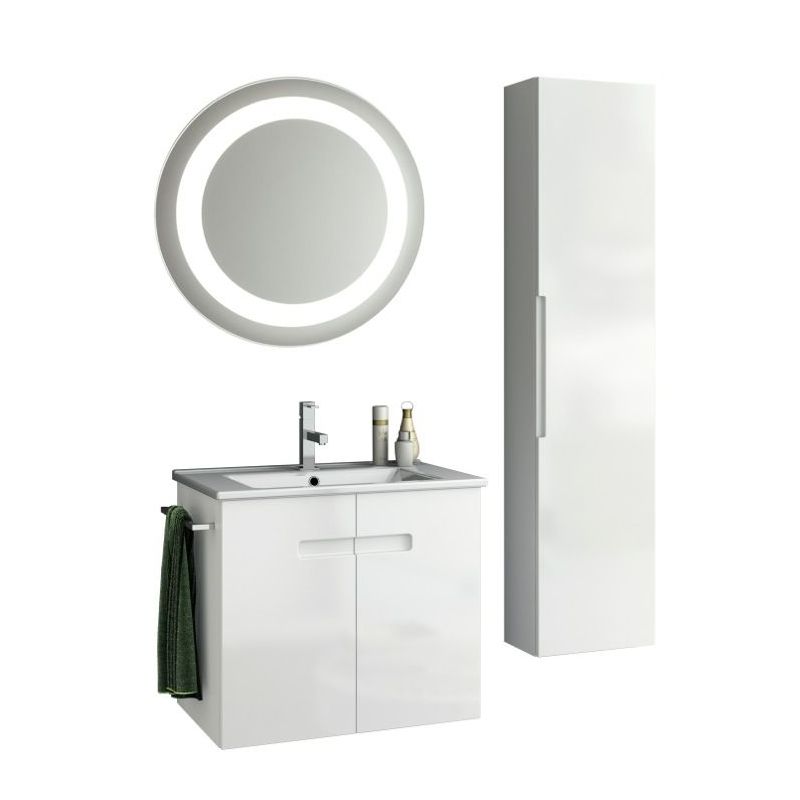 ACF by Nameeks NY46 New York 24-6\/15 Wall Mounted Vanity Set with Wood Cabinet, PVC Glossy White Fixture Single