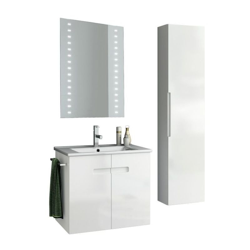ACF by Nameeks NY47 New York 24-6\/15 Wall Mounted Vanity Set with Wood Cabinet, PVC Glossy White Fixture Single