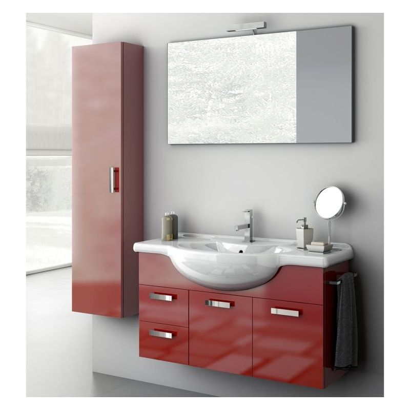 ACF by Nameeks PH06 Phinex 39-6\/15 Wall Mounted Vanity Set with Wood Cabinet, C Glossy Red Fixture Single