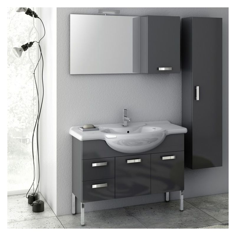 ACF by Nameeks PH07 Phinex 39-6\/15 Floor Standing Vanity Set with Wood Cabinet, Glossy Anthracite Fixture Single