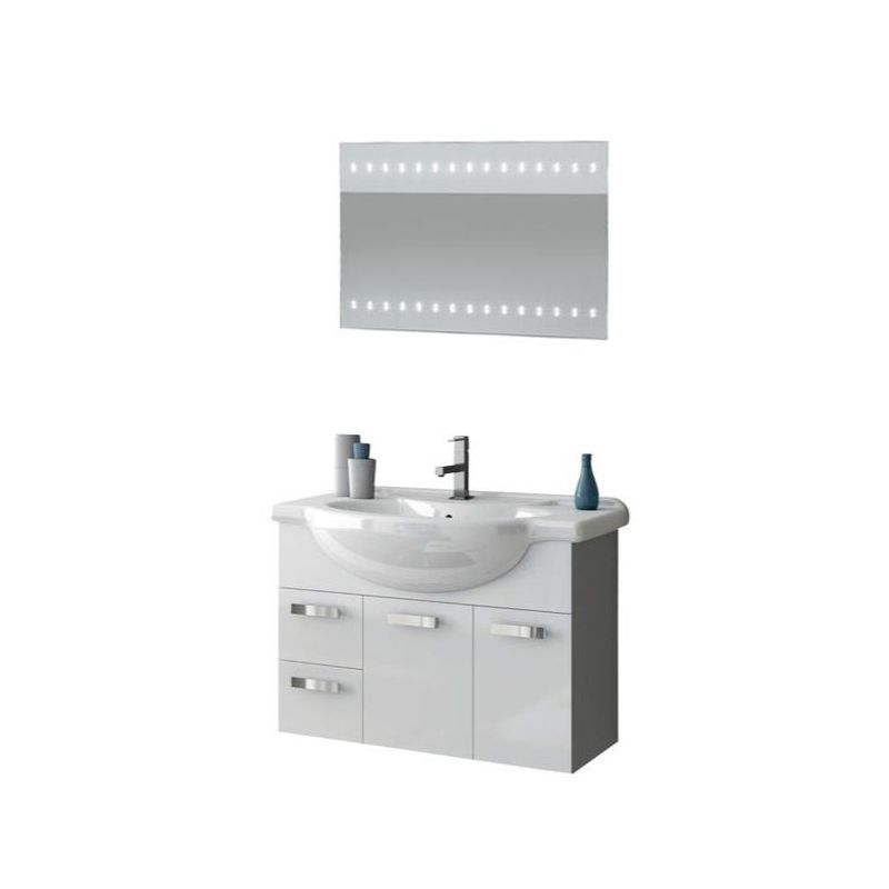 ACF by Nameeks PH29 Phinex 31-1\/2 Wall Mounted Vanity Set with Wood Cabinet, Ce Glossy White Fixture Single