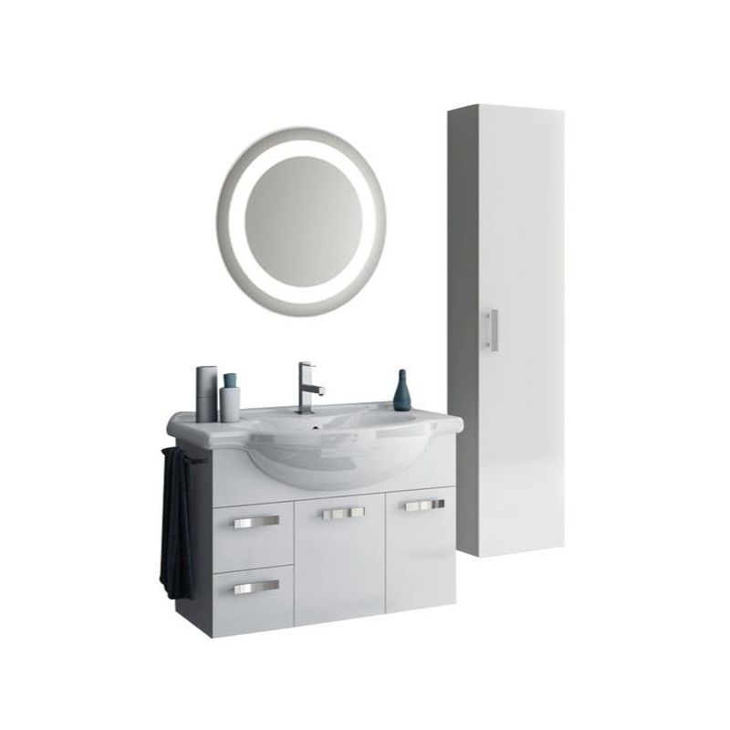 ACF by Nameeks PH36 Phinex 31-1\/2 Wall Mounted Vanity Set with Wood Cabinet, Ce Glossy White Fixture Single