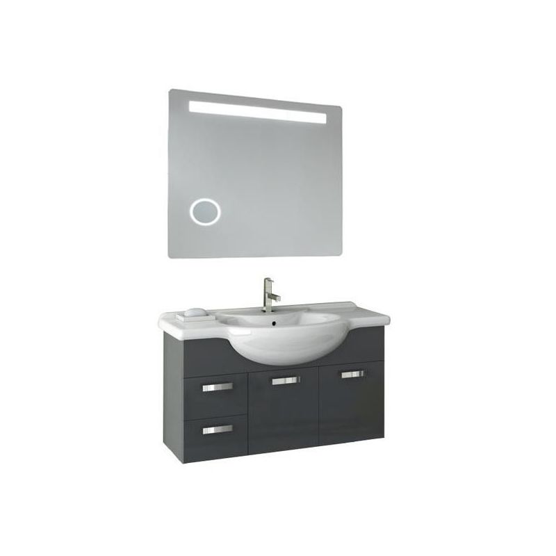 ACF by Nameeks PH38 Phinex 39-6\/15 Wall Mounted Vanity Set with Wood Cabinet, C Glossy Anthracite Fixture Single
