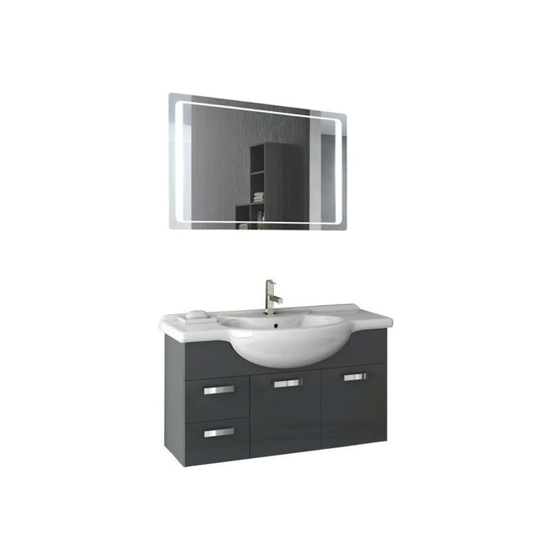 ACF by Nameeks PH39 Phinex 39-6\/15 Wall Mounted Vanity Set with Wood Cabinet, C Glossy Anthracite Fixture Single