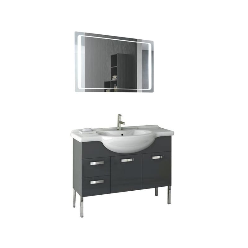 ACF by Nameeks PH40 Phinex 39-6\/15 Wall Mounted Vanity Set with Wood Cabinet, C Glossy Anthracite Fixture Single
