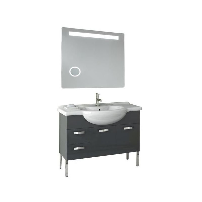ACF by Nameeks PH41 Phinex 39-6\/15 Wall Mounted Vanity Set with Wood Cabinet, C Glossy Anthracite Fixture Single