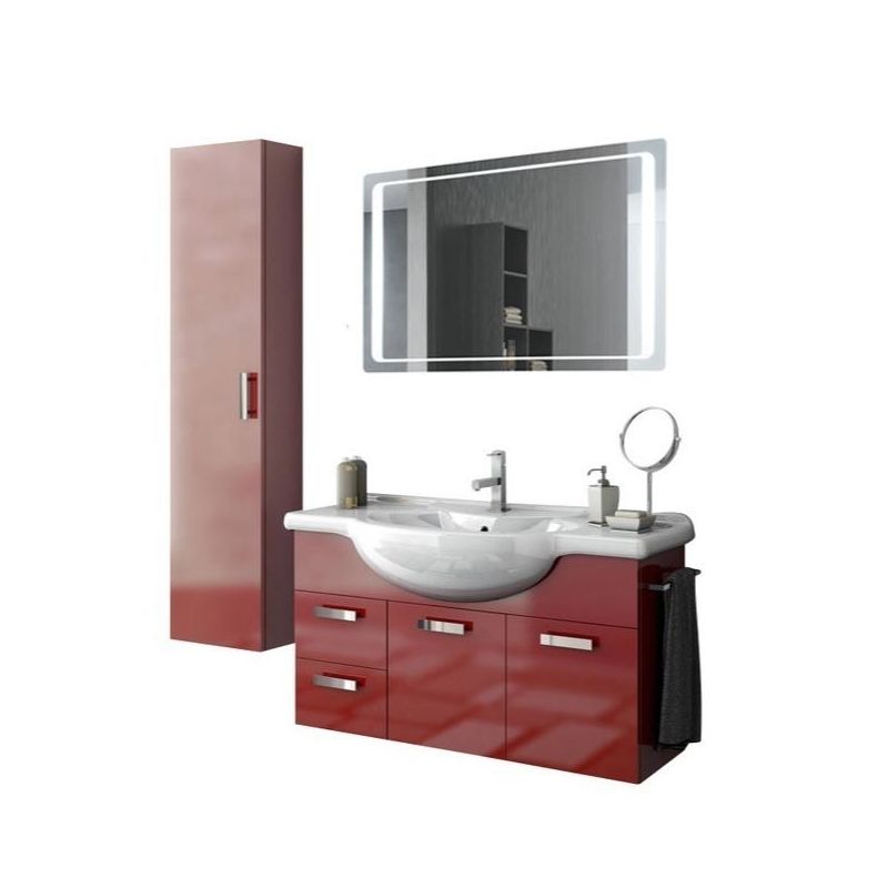 ACF by Nameeks PH42 Phinex 39-6\/15 Wall Mounted Vanity Set with Wood Cabinet, C Glossy Red Fixture Single