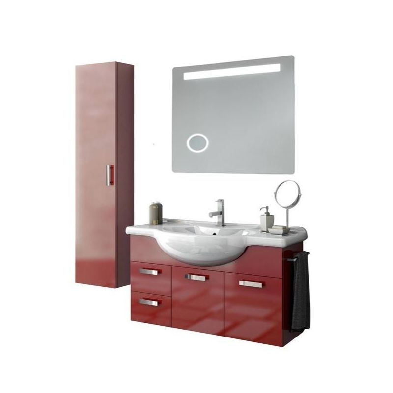 ACF by Nameeks PH43 Phinex 39-6\/15 Wall Mounted Vanity Set with Wood Cabinet, C Glossy Red Fixture Single
